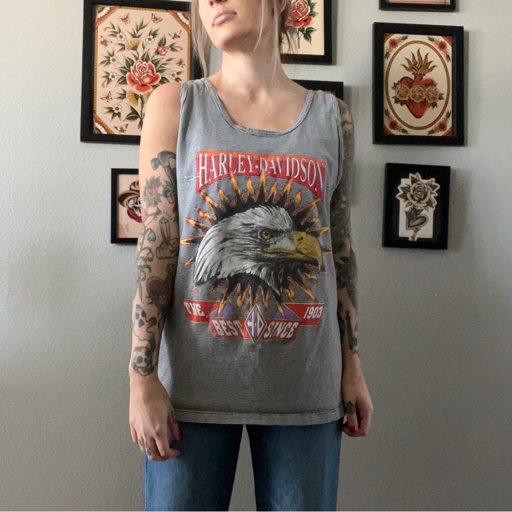 ❌SOLD❌Vintage stripped Harley Davidson tank top - Picture 2 of 8
